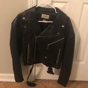 Leather motorcycle jacket